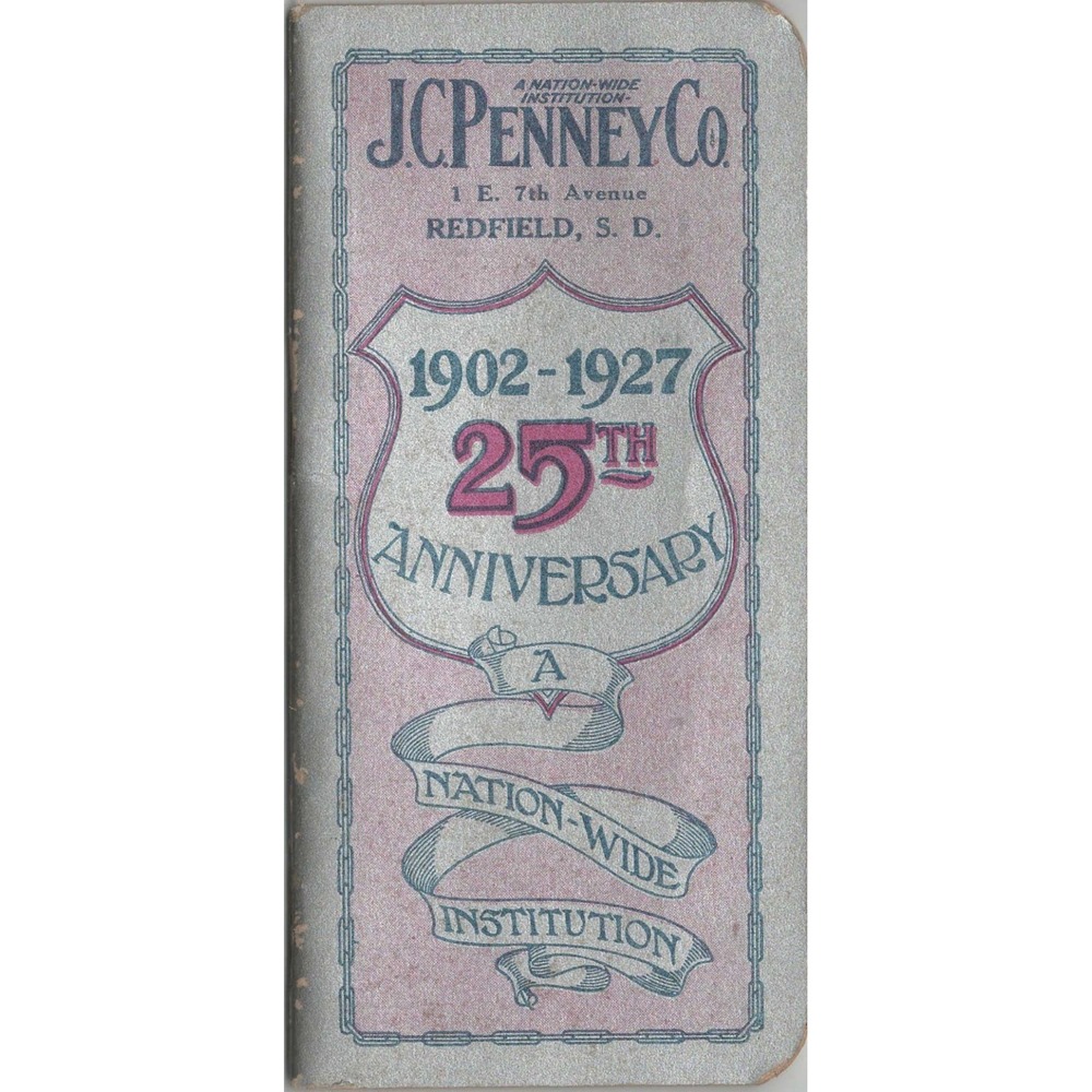 Vintage 1927 J.C. Penney Co 25th Anniversary Booklet Redfield South Dakota G-